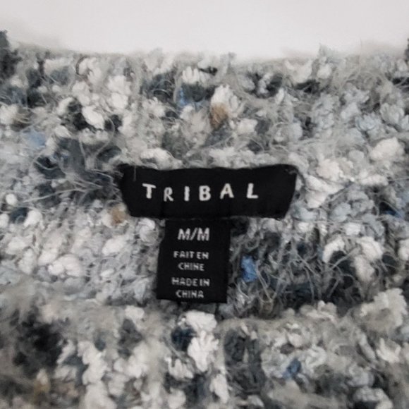 Tribal Gray Knit Sweater Women’s Medium Cozy Long Sleeve - Picture 6 of 14